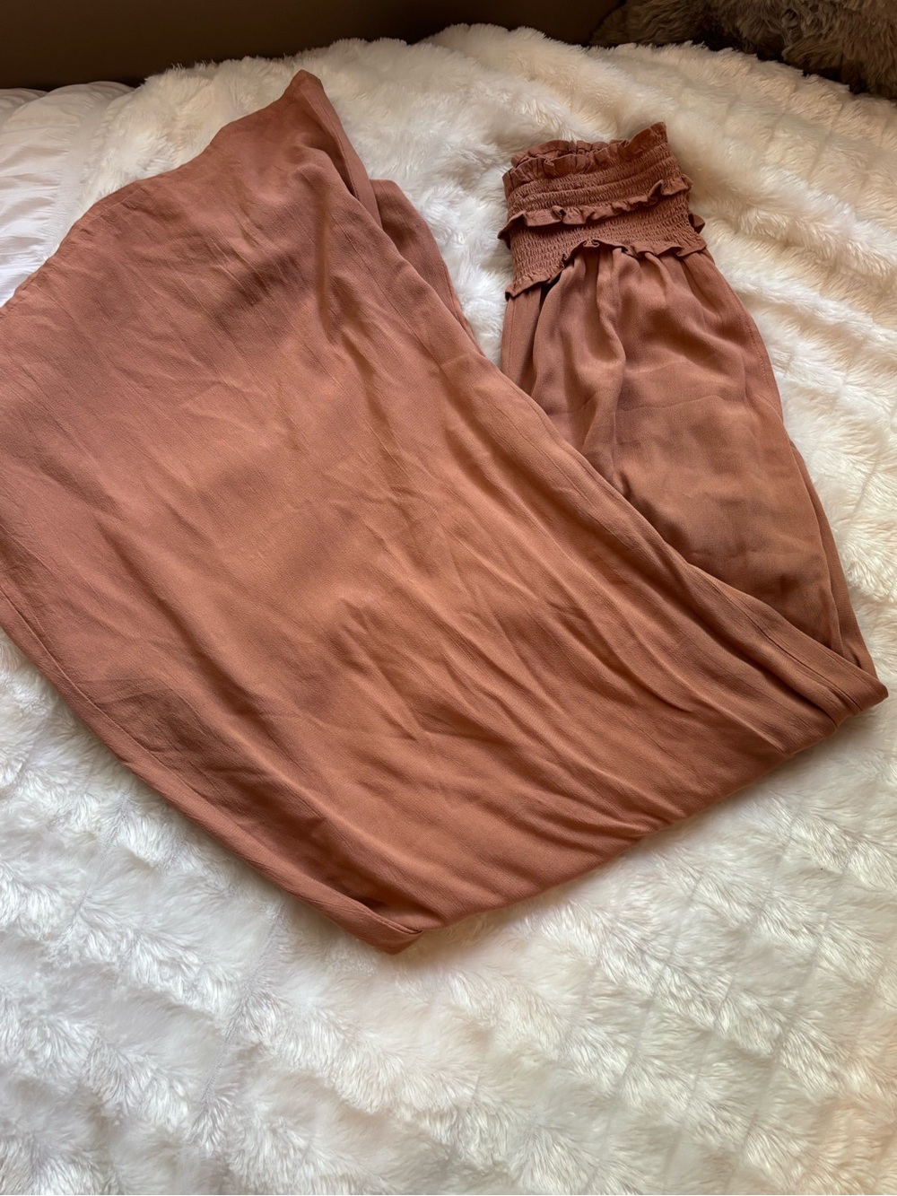Smocked Waist Wide-Leg pants in peach